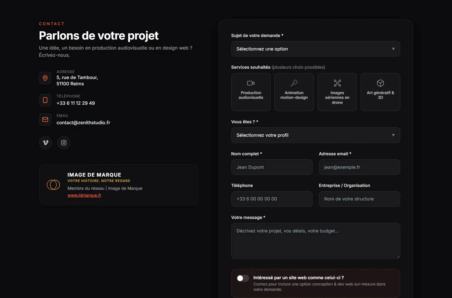 The project form